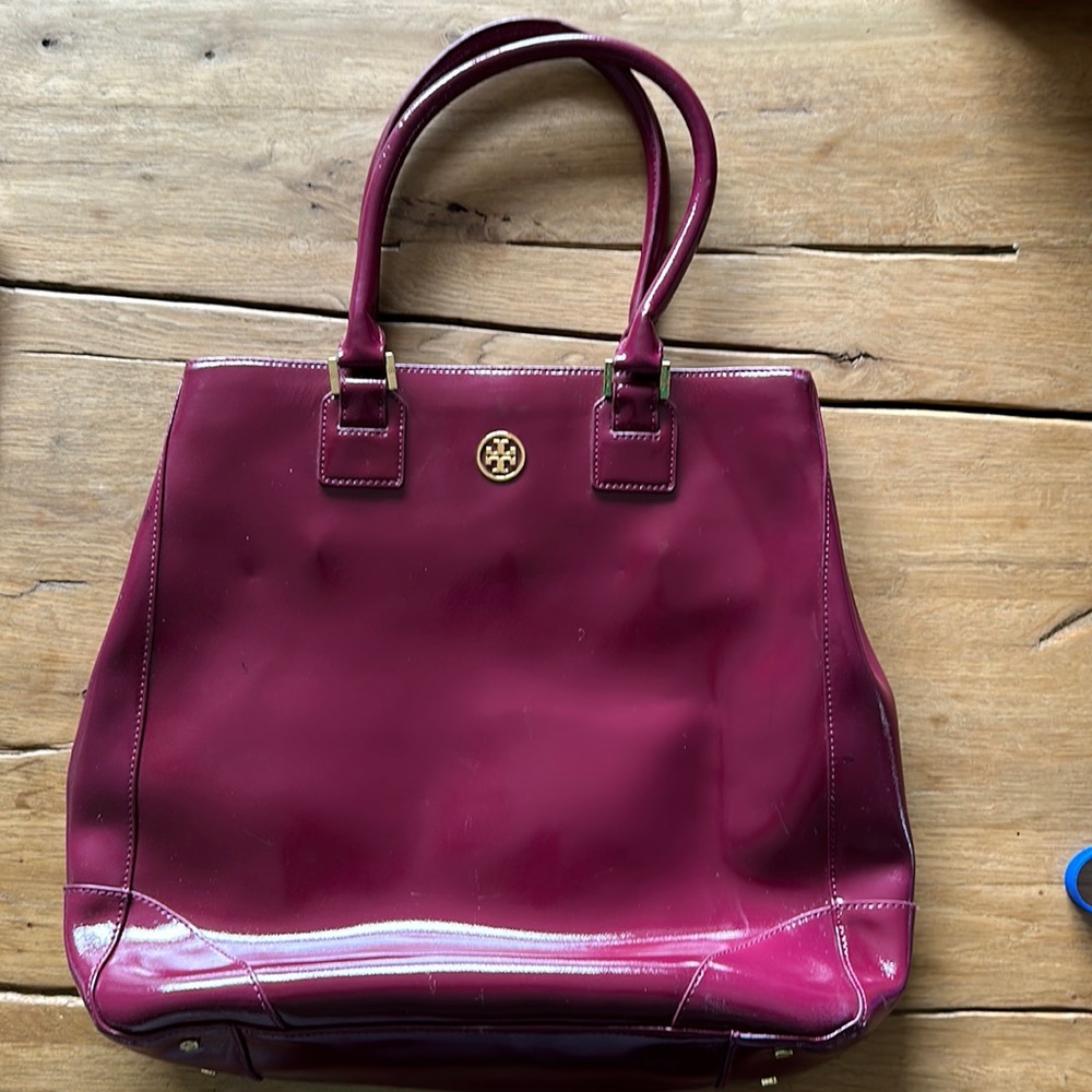 Tory Burch Raspberry color Patent Leather Tote